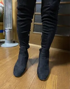 ブラックスエードロングブーツ