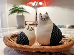 ハンドメイド 猫の置物 F