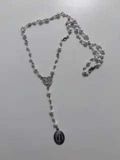 パール シルバー ロングネックレス