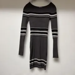 オフショルダー リブ編み ニット セーター ワンピース