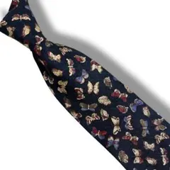 スペシャル ブラック 黒 蝶 パネル柄 虫 ネクタイ 高級シルク 幾何学模様