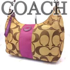 COACH コーチ ワンショルダーバッグ シグネチャー ストライプ ピンク