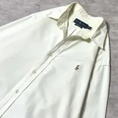 ひ*ろ様 90s Ralph Lauren コットン BD シャツ ホワイト 刺