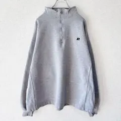 Russell Athletic ハーフジップスウェット 刺繍ロゴ メンズ XL