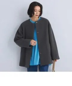 グリーンレーベルリラクシングセントデールウール ノーカラー ミドル コート