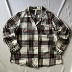 00s チェック パジャマシャツ ホワイト グランジ Y2K 平成 大人気 古着