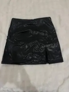 黒い合成皮革スカート レザー