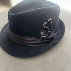 黒ウールフェルトハット リボン付き