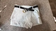 ライトブルー ツイード ショートパンツ ベルト付き