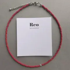 №2363レッドカラービーズネックレス