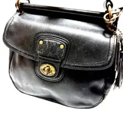 OLD COACH ショルダーバッグ レザー 牛革 ブラック ターンロック 金具