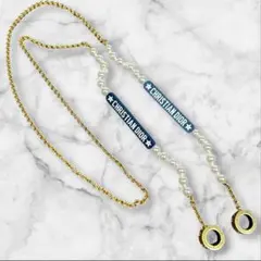 美品 ディオール エアポッズ ホルダー チェーン ネックレス フェイクパール