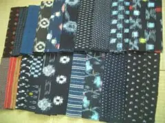 古布木綿絣はぎれミニ20枚⑥アンティーク着物生地備後久留米書生藍染め雪ん子蚊絣