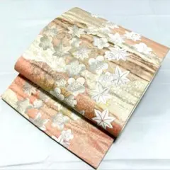 花々模様 金銀糸 正絹 六通 袋帯 フォーマル O3