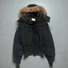平成ギャル y2k グランジ ファー付き ダウン 短丈　フーディ　黒　n2b