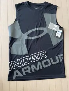 新品未使用タグ付160UNDER ARMOURノースリーブタンクトップ黒スポーツ