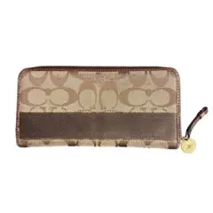 COACH コーチ 40021 長財布 シグネチャー ベージュ×ブラウン