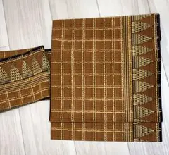カ*マ様 夏の羅帯 名古屋帯 ブラウン系 ストライプ 新品 - メルカリ