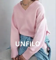 UNFILO ウールカシミヤVネックニット M ピンク