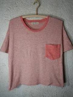 7473　BEAMS HEART　半袖　ボーダー　デザイン　tシャツ