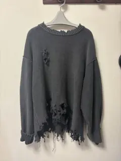 値下げ希望可 ミハラヤスヒロ ダメージ ケーブルニット グレー - メルカリ