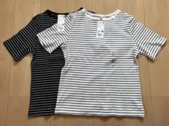 ユニクロ　リブボートネックT/五分袖/ボーダー　2枚セット　未使用タグ付き