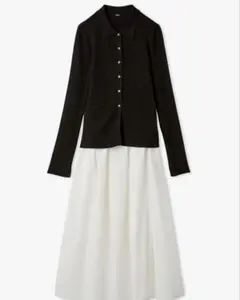 Mila Owen ポロ衿ニットタックフレアスカートコーデSET