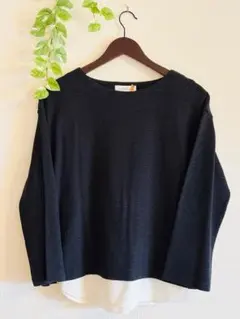 超美品✨green label relaxing 重ね着風プルオーバー　ネイビー