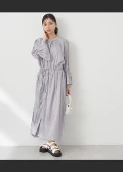 《earthmusic&ecology》 ストライプロングシャツワンピース