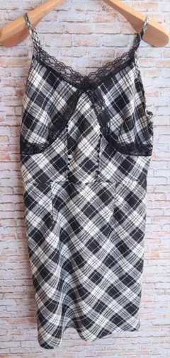 ワンピース　ミニワンピ　キャミソールワンピース　チェック柄　Мサイズ