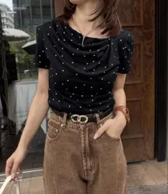 Thevon ドットドレープTシャツ