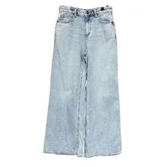 GU ミドルライズワイドジーンズ ブルー M レディース