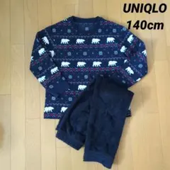 ユニクロ　フリースパジャマ　(ネイビー)　クマ柄　140cm