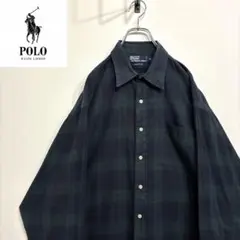 超人気❗️ラルフローレン　ワンポイントロゴシャツ　XL 90s刺繍古着希少レア長袖