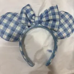 ディズニーランド カチューシャ 水色チェック