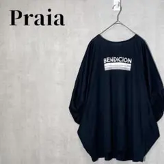 Praia　プライア　ドルマンカットソー　ロゴプリント　長袖　綿100　ブラックのサムネイル