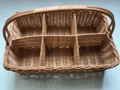 籐製小型バスケット 6仕切り付き