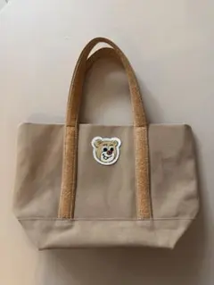 オールドテディガール　ワッペントートバッグ (小)ベージュ