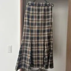 GU ブラック チェック柄 マーメイドロングスカート Lサイズ