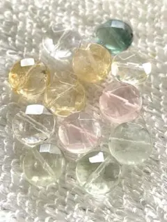 激安宝石質❣️天然石 10mm×3mm カラフルビーズ 12個セット❤️