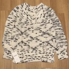 新品フーズフーギャラリー　ミックスリボンニット 長袖ニット　トップス　ホワイト