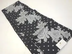 O未使用品 ブランド兵児帯 ポリエステル 薔薇 黒×銀■N80526-07のサムネイル