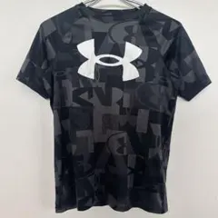 UNDER ARMOURアンダーアーマー 【YXL】 総柄 Tシャツ 黒 グレー