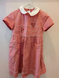 【familiar】赤いチェリー刺繍半袖ワンピース（110）
