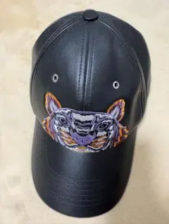 KENZO レザーキャップ 虎刺繍 Uサイズ KENZO (ケンゾー) レザー タイガー刺繍 キャップ LEATHER TIGER