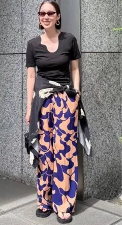 新品未使用 dries van noten ネイビー コットンワイドチノパンツ