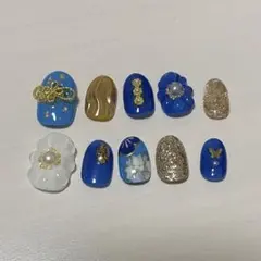 『美品』振袖　ネイルチップ　青