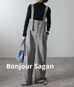 Bonjour Sagan チェック柄ハイウエストサロペット グレーのサムネイル