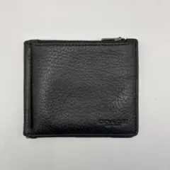 COACH C8272 二つ折り財布　マネークリップ　ブラック レザー　財布
