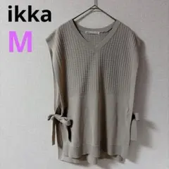 【イッカ】ikka Vネックベスト　ニット　ジレ　リボン　ベージュ　カジュアルMのサムネイル